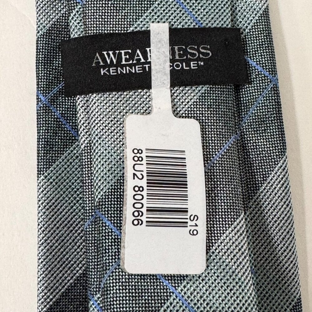 Kenneth Cole Mens Wearhouse Tie Regular Fit 100% Sil k Plaid 60” x 3” NWT $65 - Picture 3 of 11